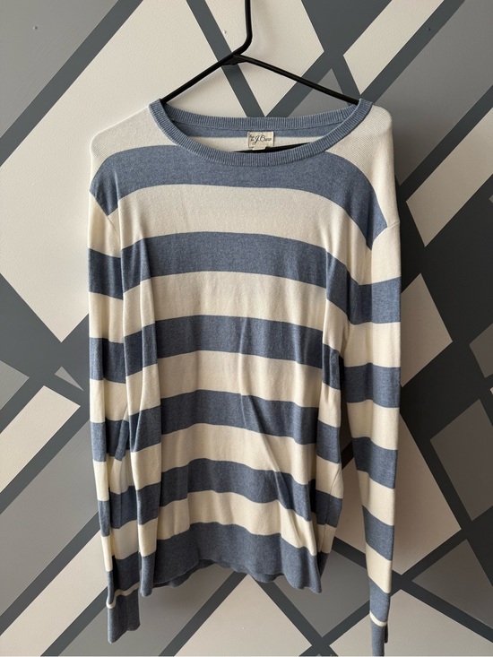J. Crew Other - J. Crew Blue and Cream Wide-Stripe Crewneck Sweater